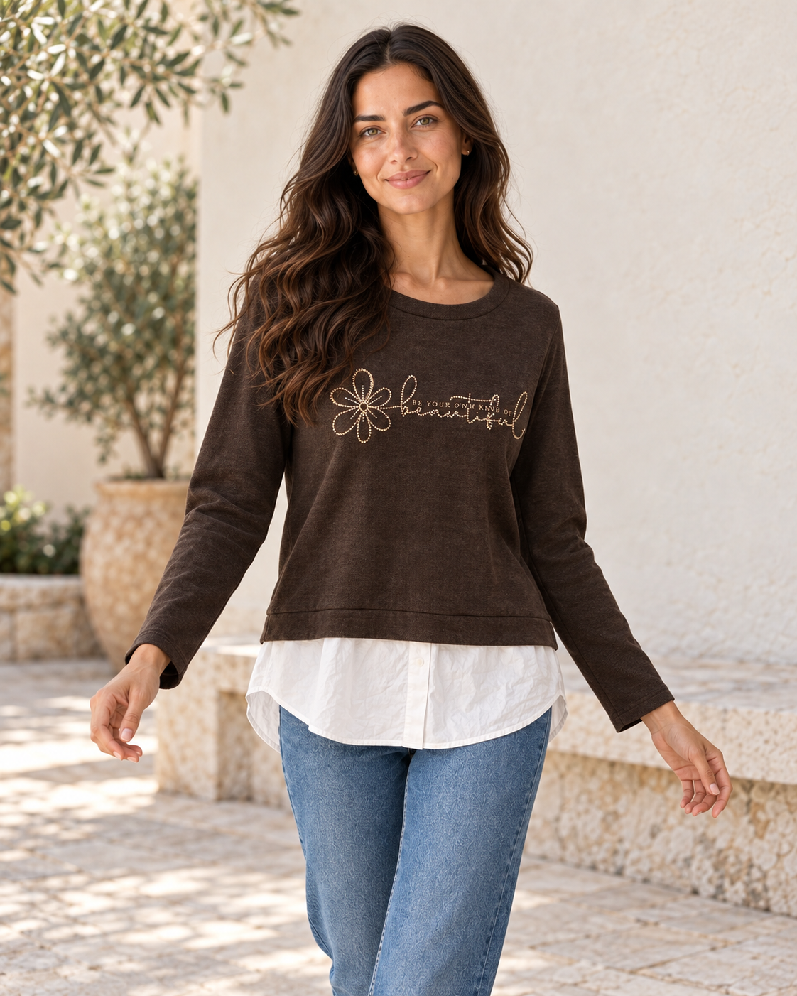 SUDADERA BEAUTIFUL-MARRÓN