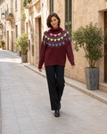 JERSEY  CORAZONES CUELLO VUELTO-GRANATE