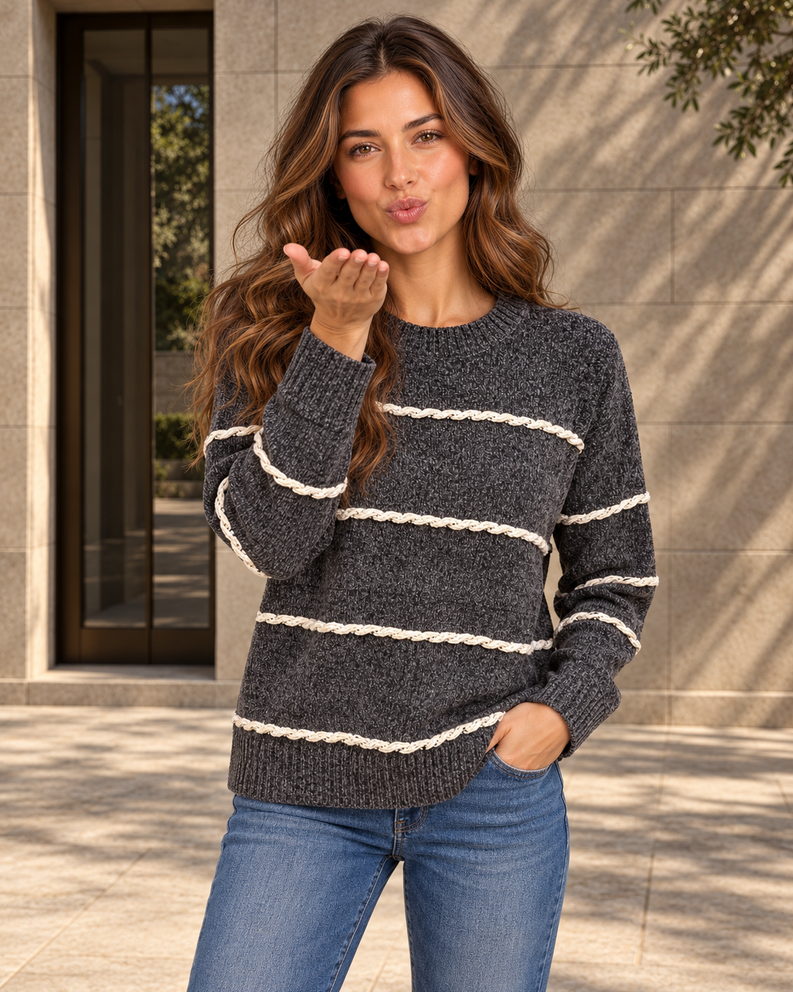 JERSEY CHENILLA-GRIS