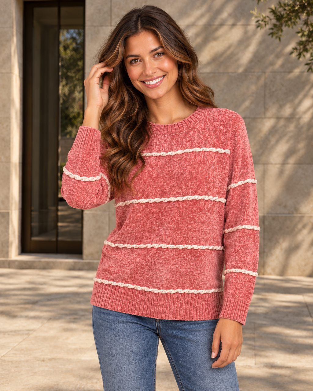 JERSEY CHENILLA-ROSA