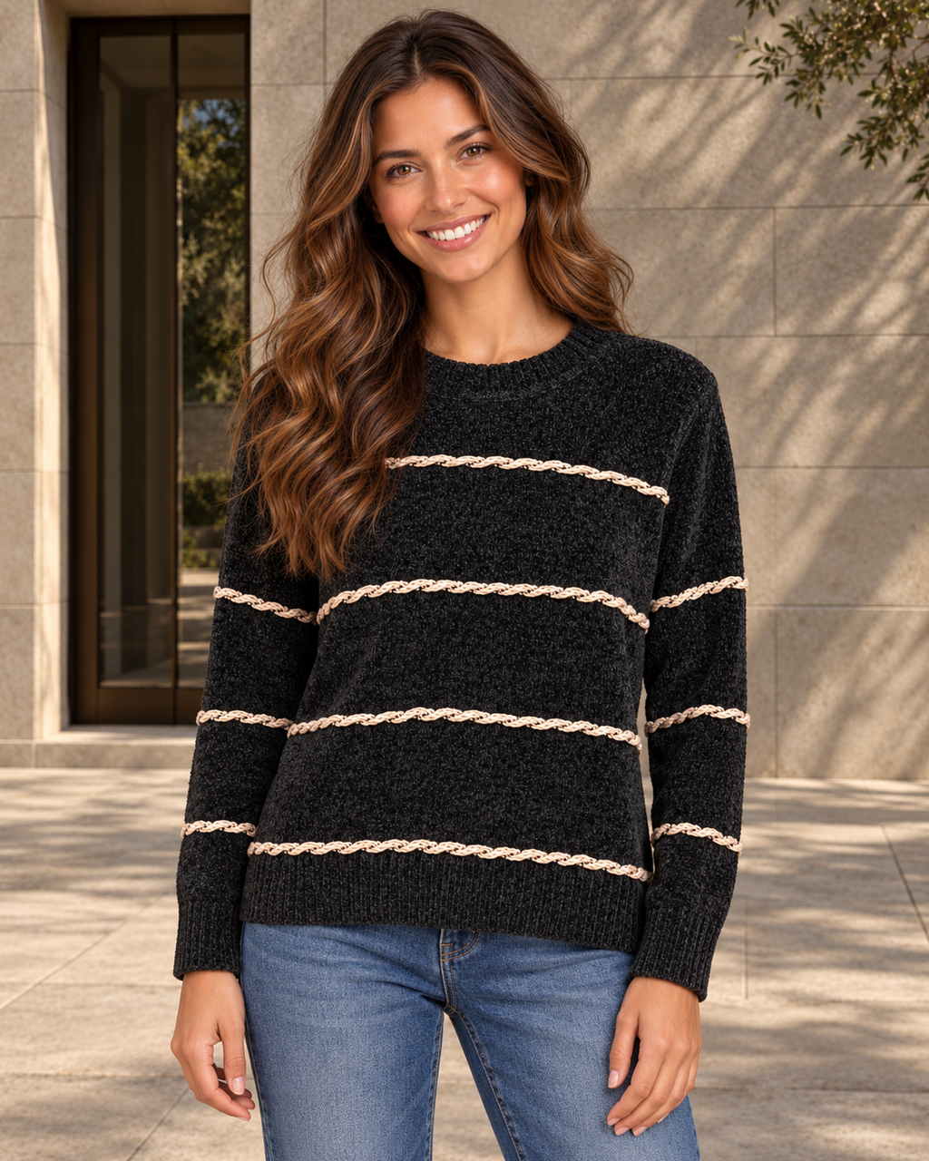 JERSEY CHENILLA-NEGRO