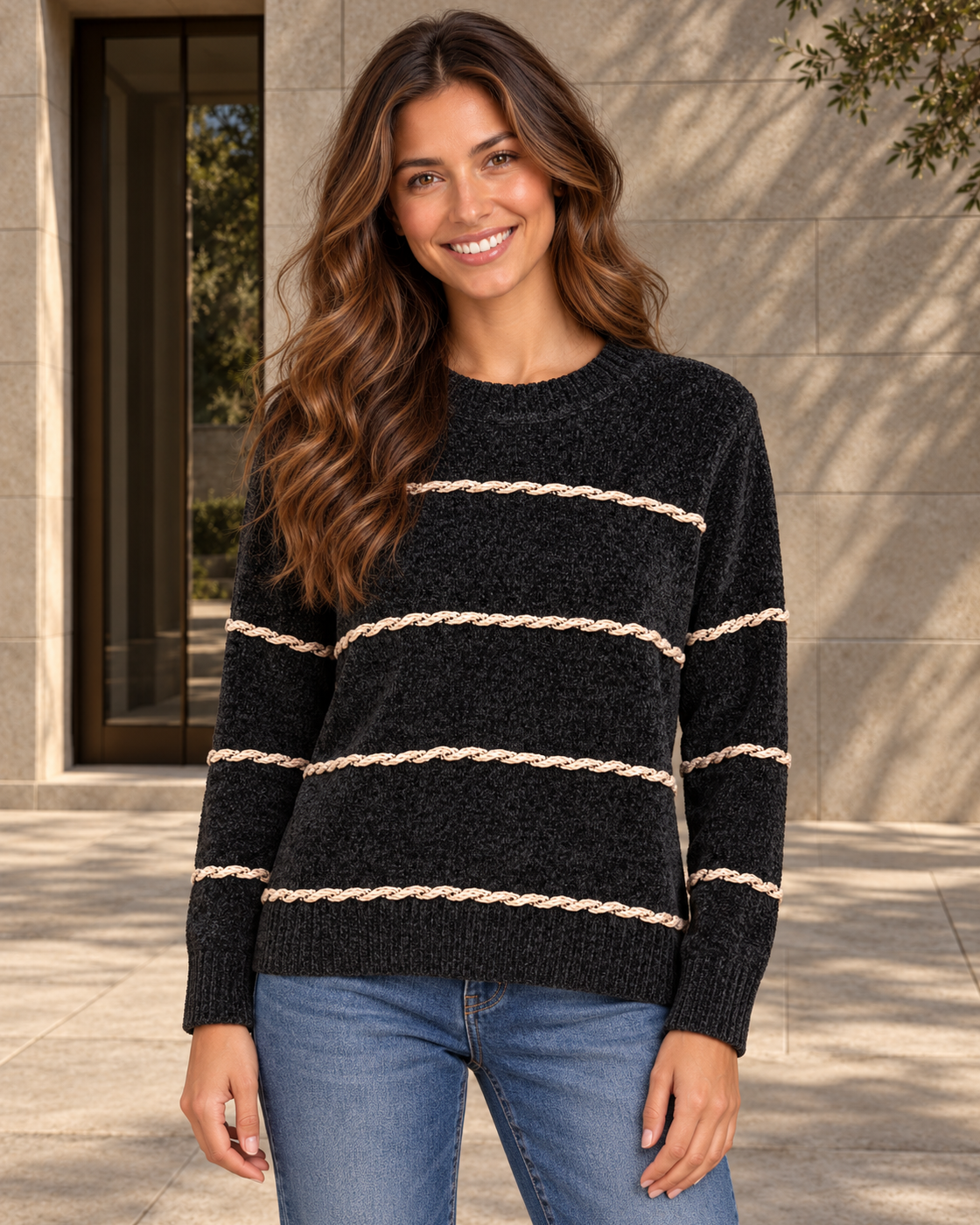 JERSEY CHENILLA-NEGRO