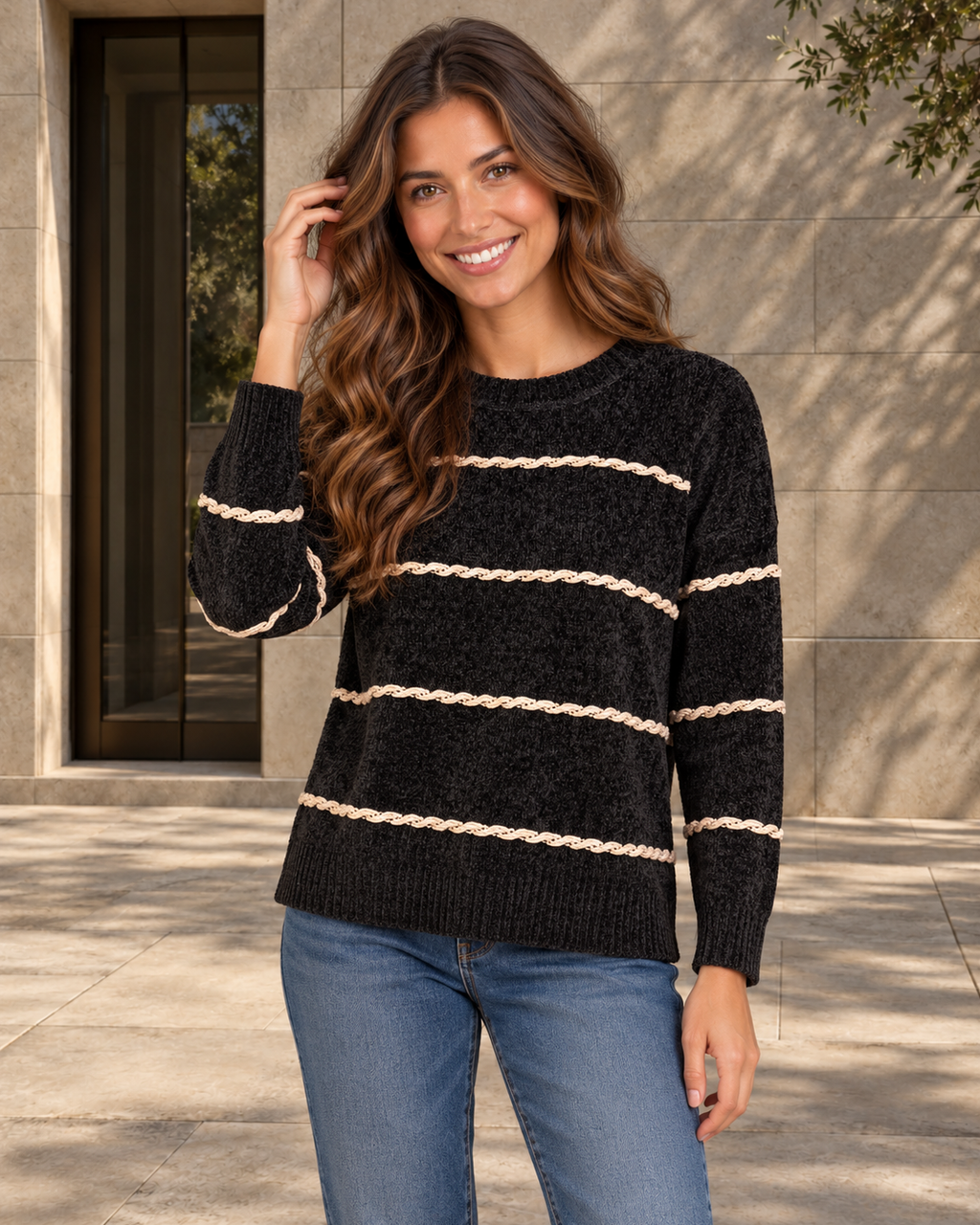 JERSEY CHENILLA-NEGRO
