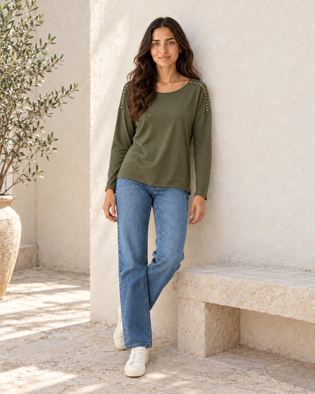 CAMISETA TACHUELAS-KHAKI