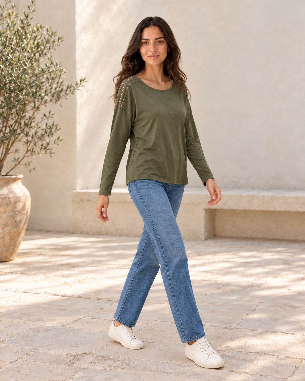 CAMISETA TACHUELAS-KHAKI