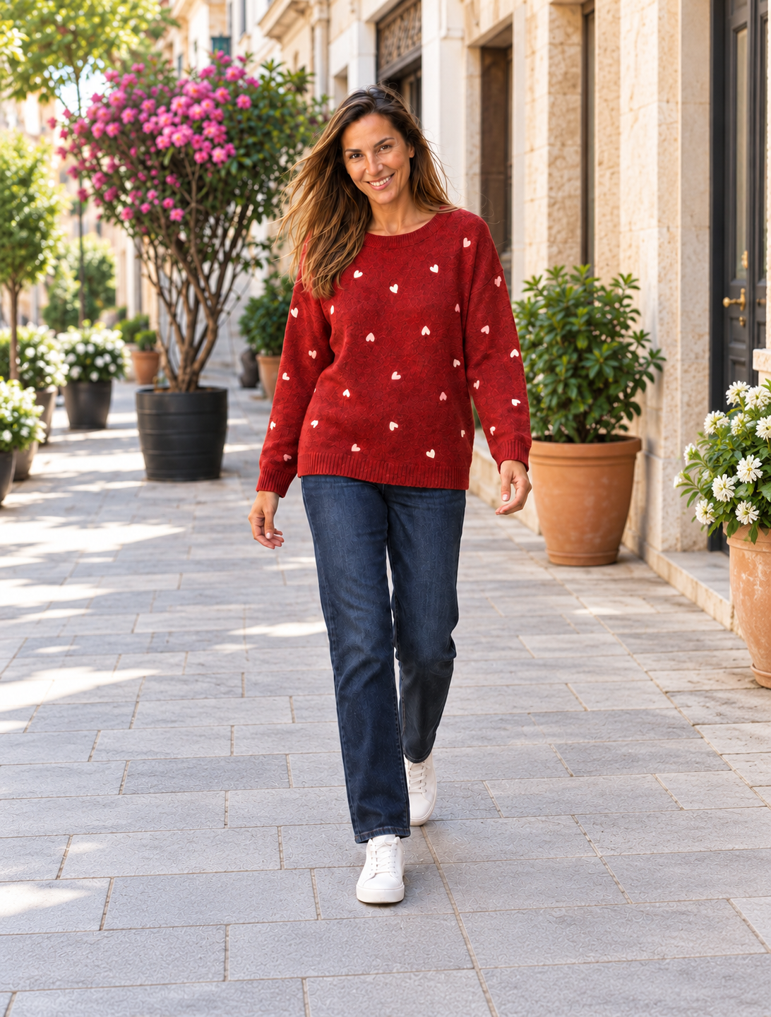 JERSEY  CORAZONES-GRANATE