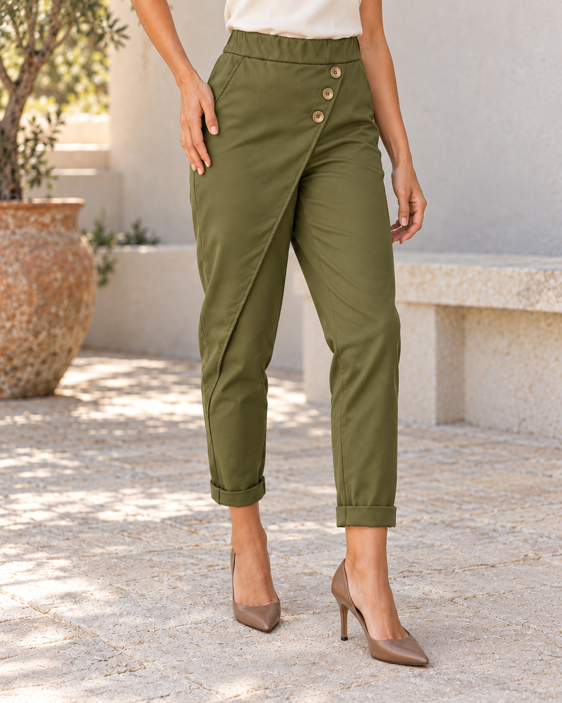 PANTALÓN 3 BOTONES- KHAKI
