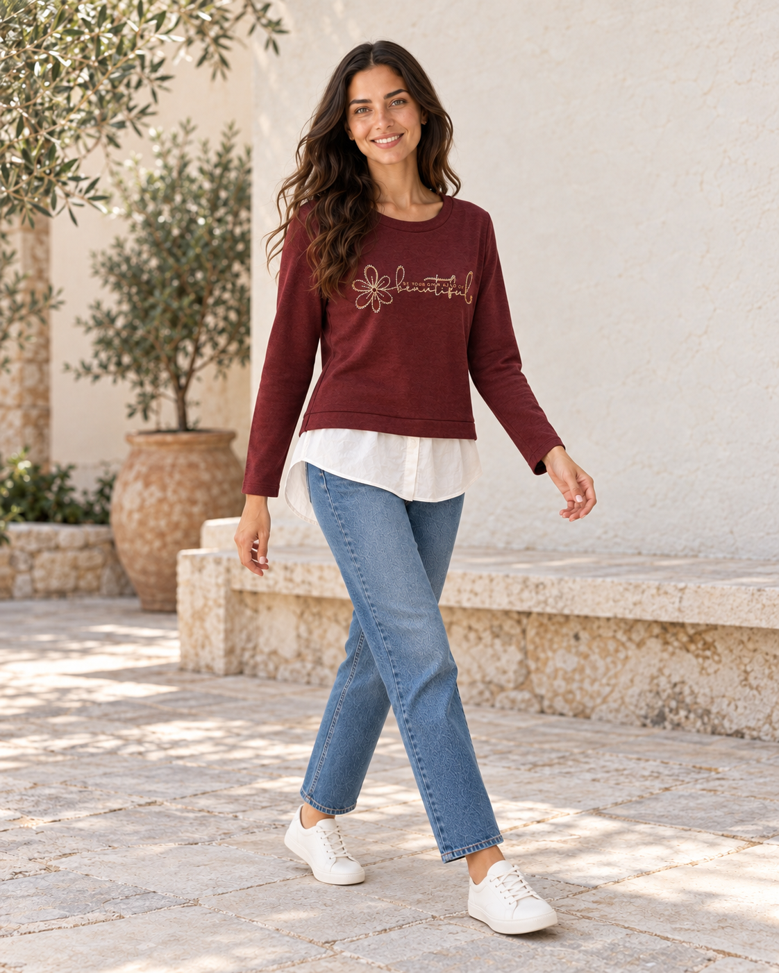 SUDADERA BEAUTIFUL-GRANATE