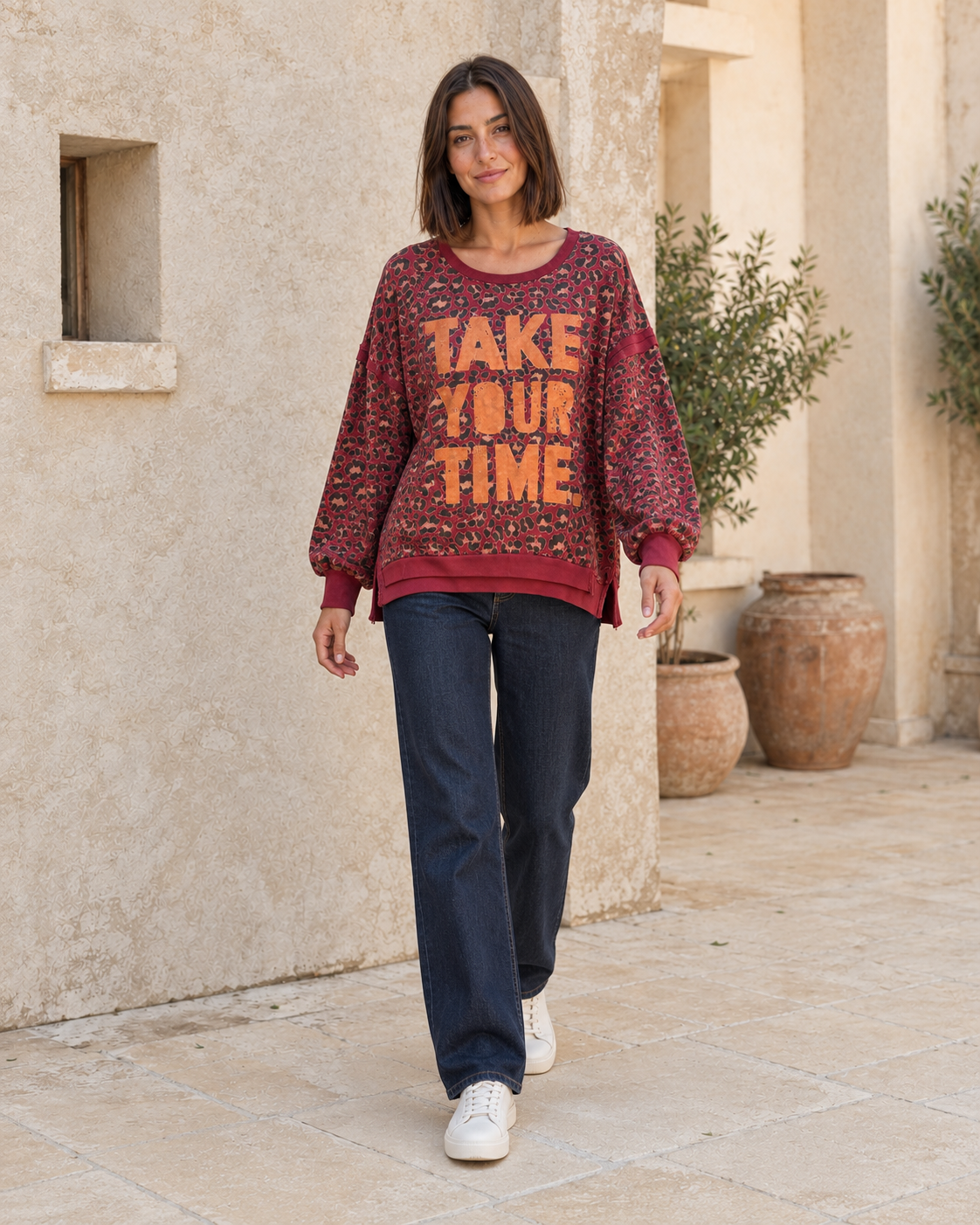 MAXI SUDADERA TAKE-GRANATE