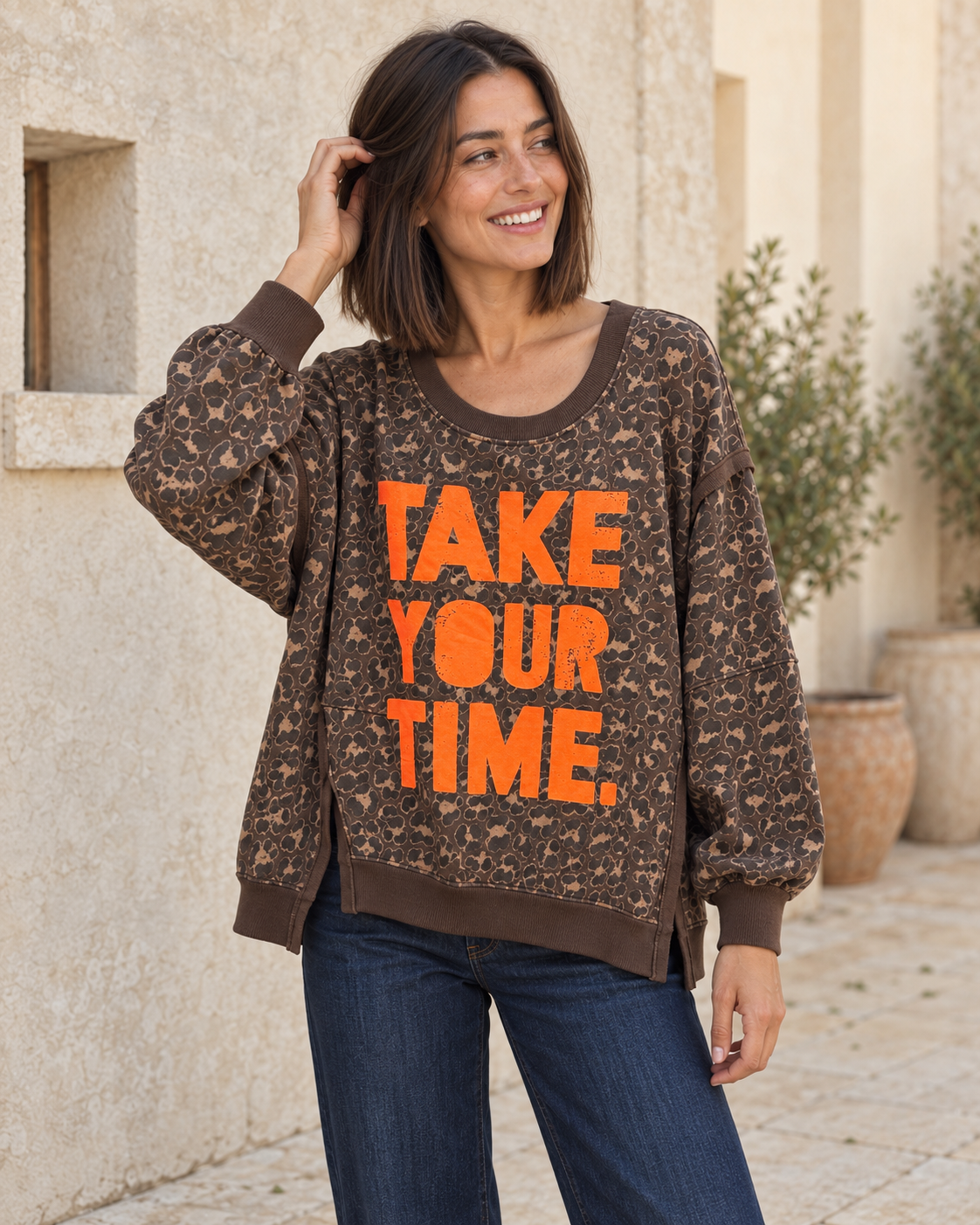 MAXI SUDADERA TAKE-MARRÓN