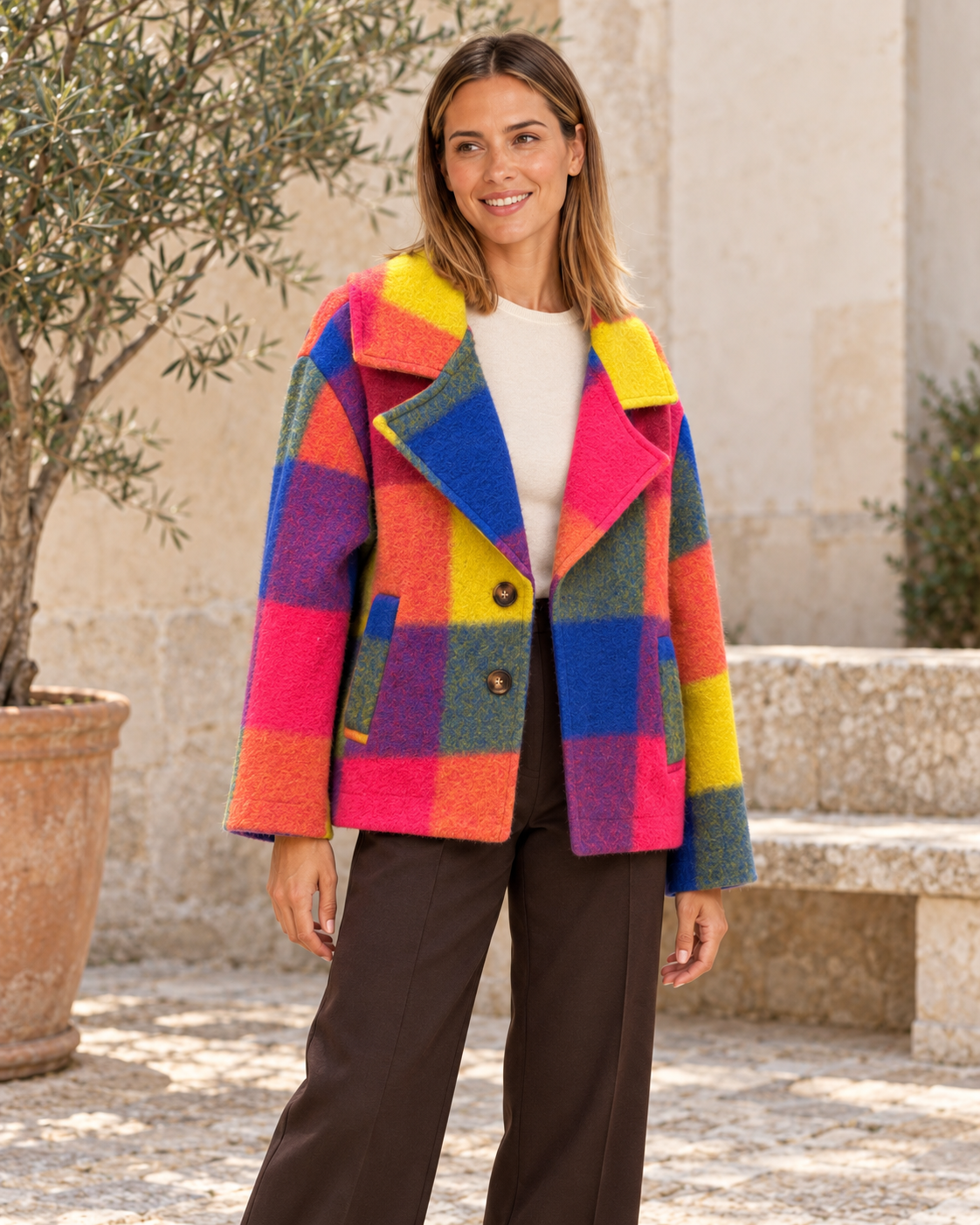 ABRIGO CUADROS- MULTICOLOR
