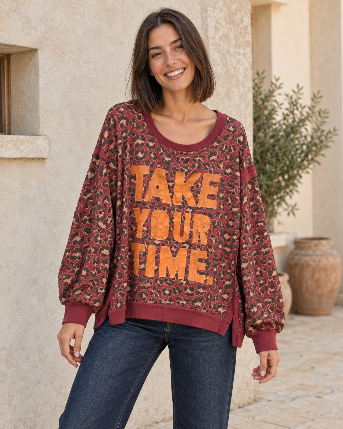 MAXI SUDADERA TAKE-GRANATE