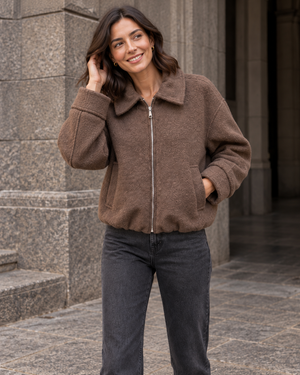 BOMBER MARRÓN- LANA
