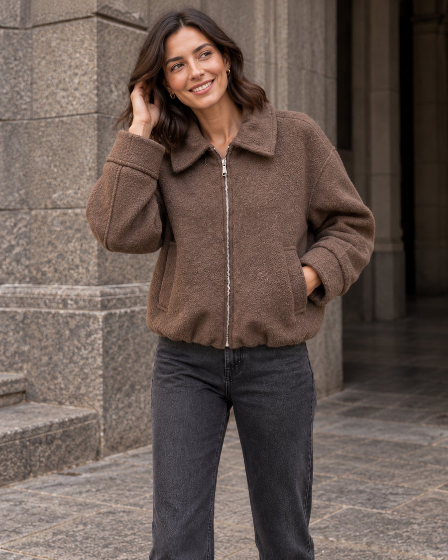 BOMBER MARRÓN- LANA