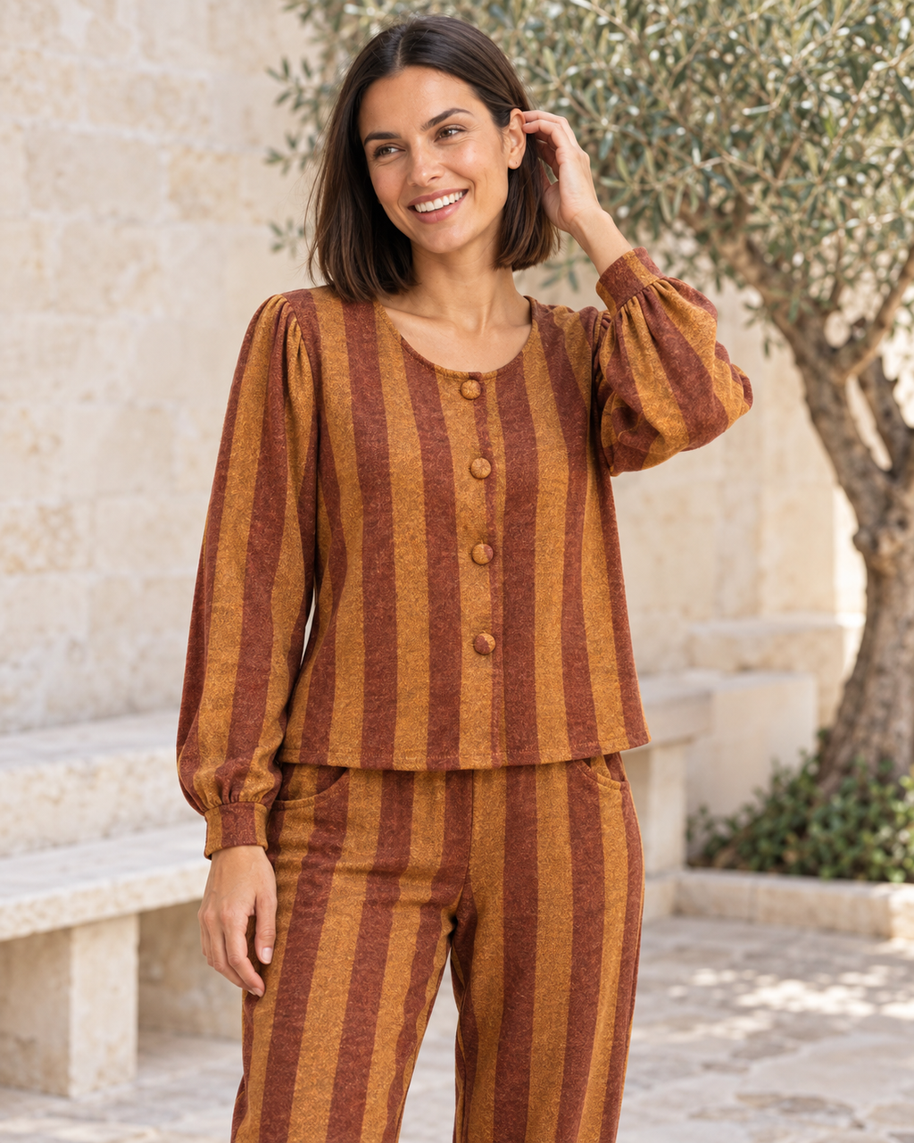 CONJUNTO RAYAS-MOSTAZA