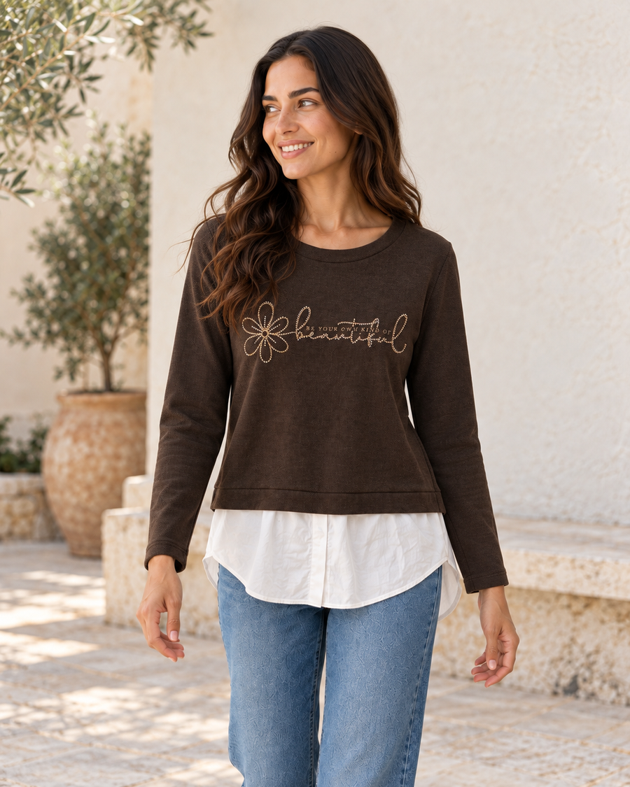 SUDADERA BEAUTIFUL-MARRÓN