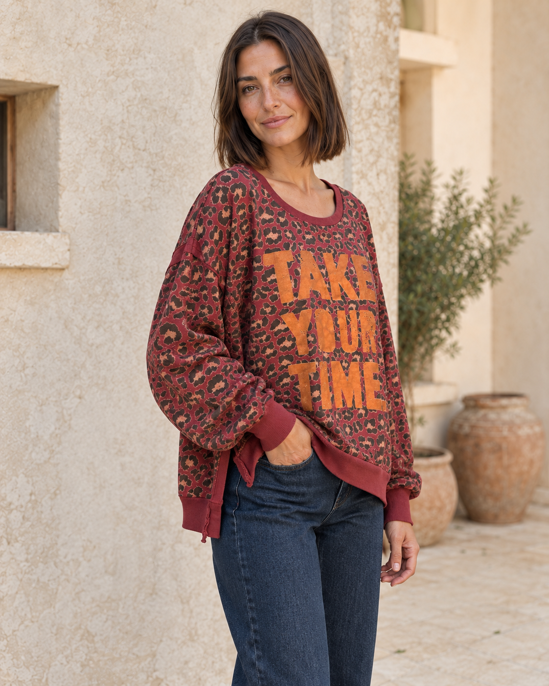 MAXI SUDADERA TAKE-GRANATE