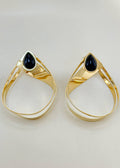 Pendientes Drop Wave de oro con piedras negras