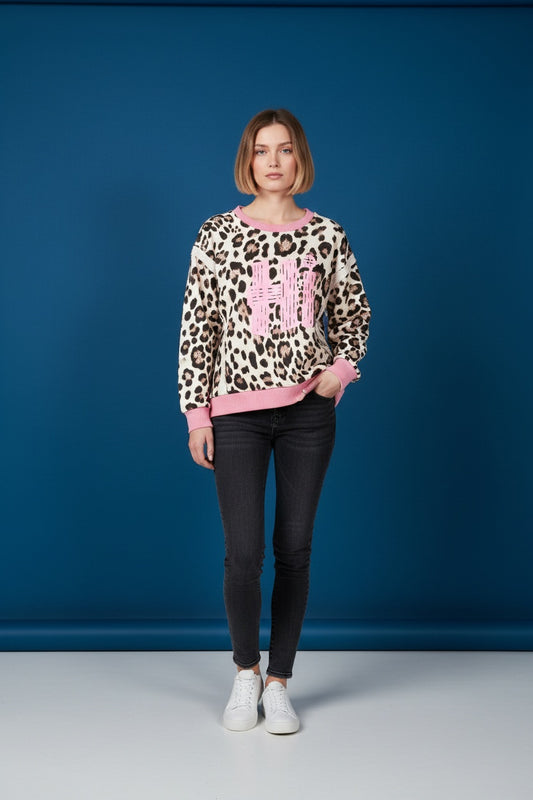 SUDADERA ANIMAL PRINT- ROSA