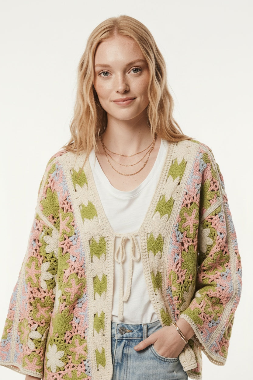 CHAQUETA CROCHET-VERDE