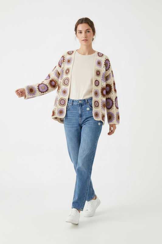 CHAQUETA CROCHET-LILA
