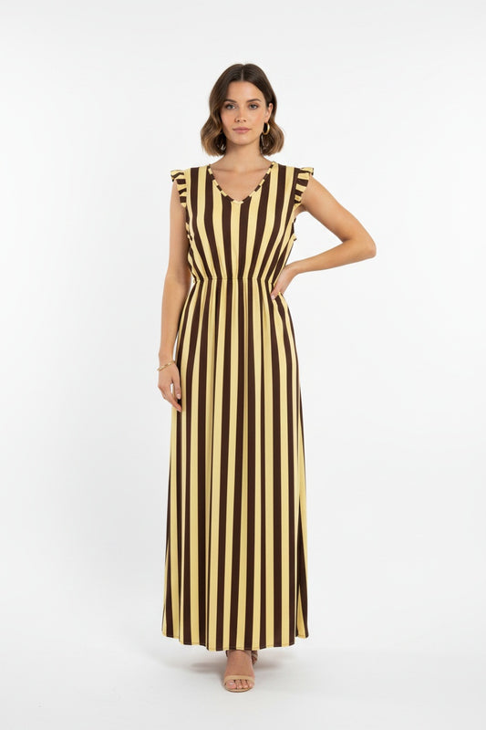 VESTIDO FRANJAS-AMARILLO