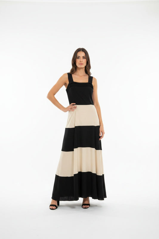 VESTIDO FRANJAS-NEGRO