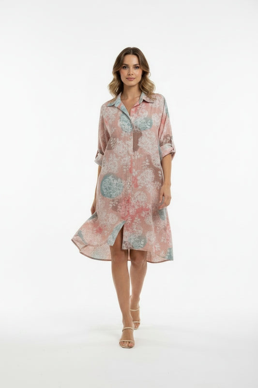 VESTIDO CAMISERO ROSES-ROSA