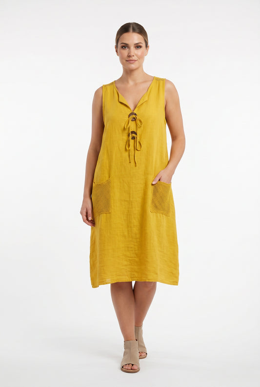 VESTIDO BOLS-MOSTAZA