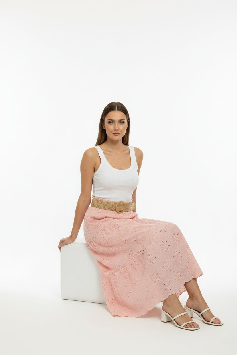 FALDA TROQUELADA-ROSA