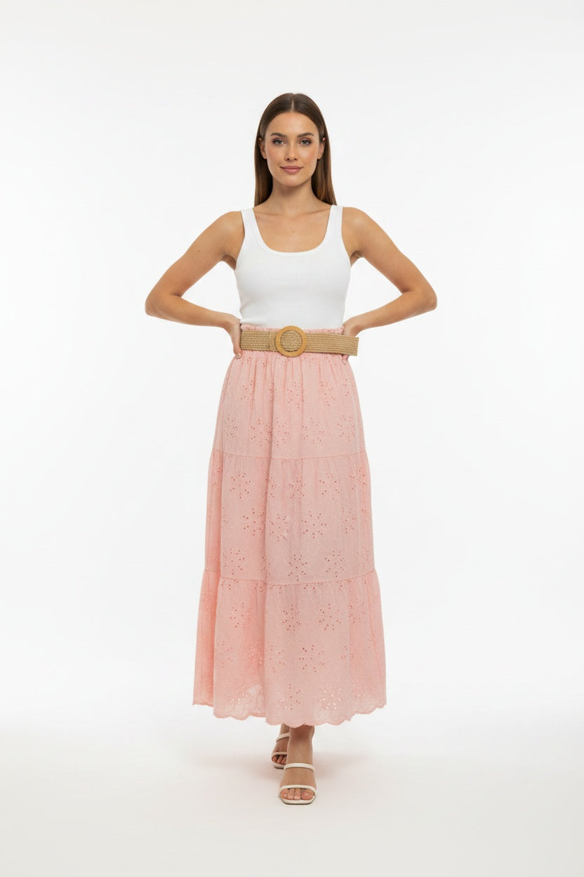 FALDA TROQUELADA-ROSA