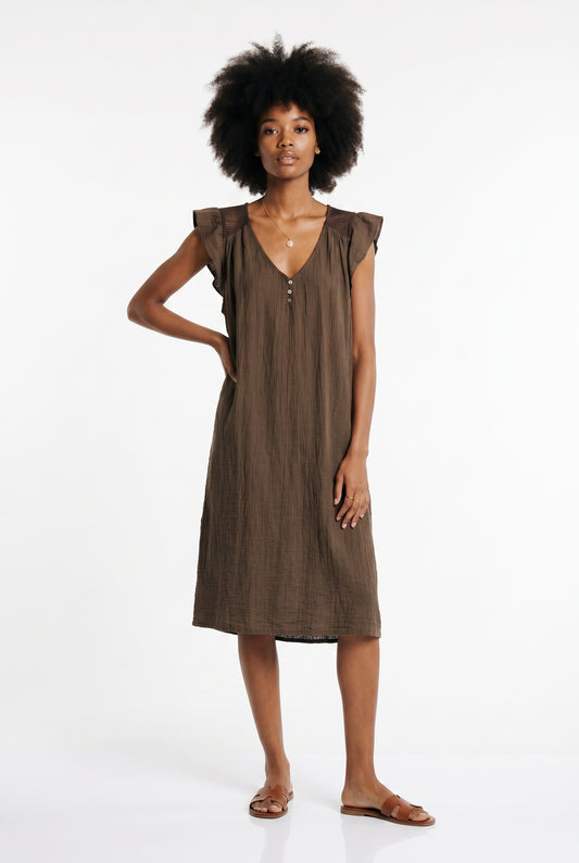 VESTIDO BOT-MARRÓN