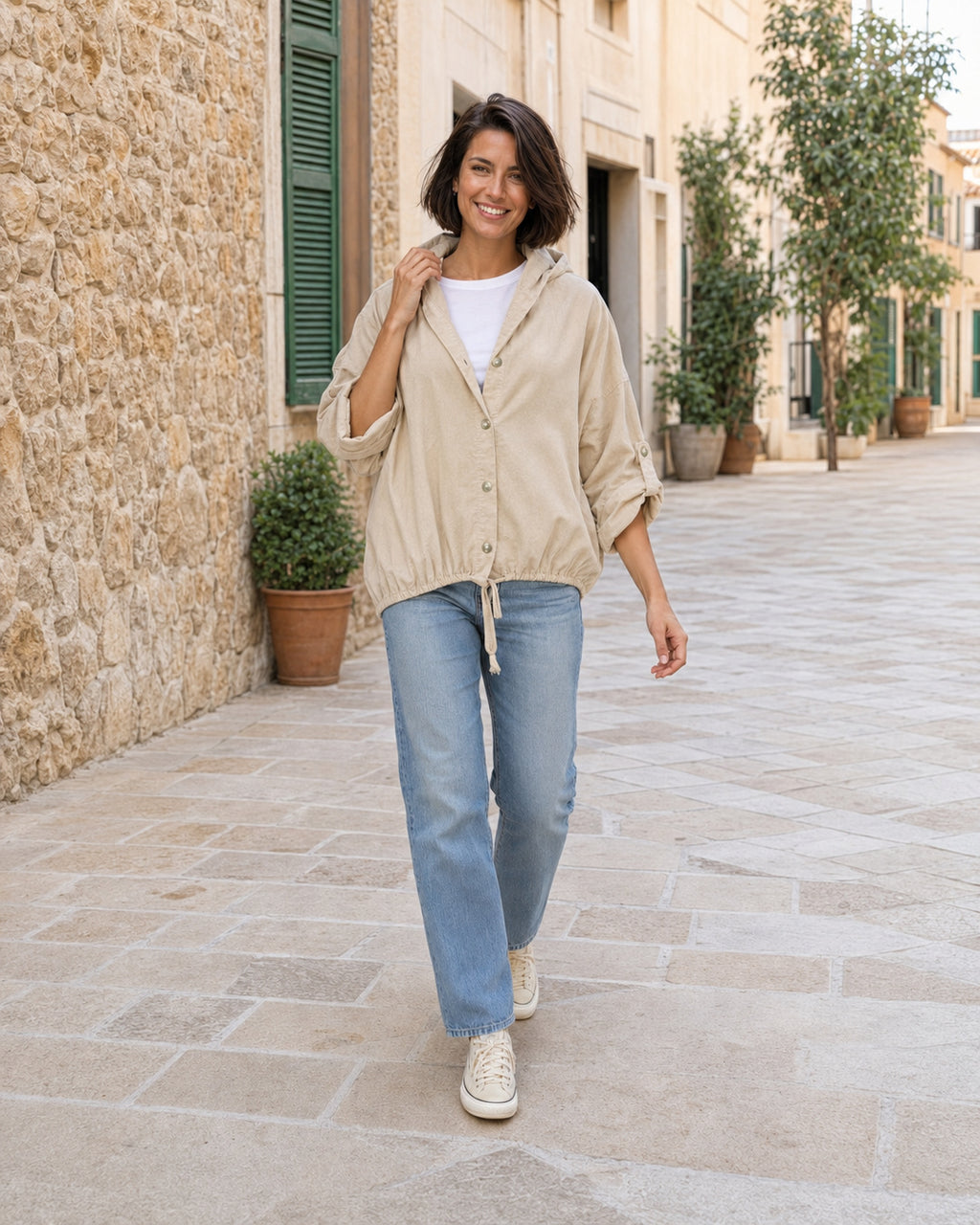 BOMBER MICROPANA- BEIGE