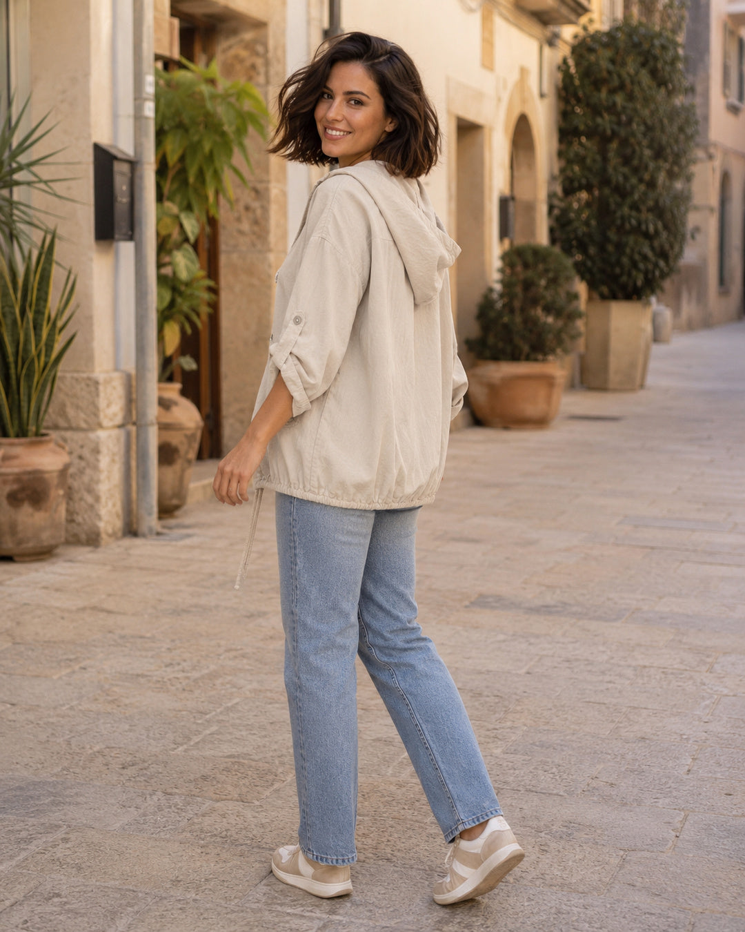 BOMBER MICROPANA- BEIGE