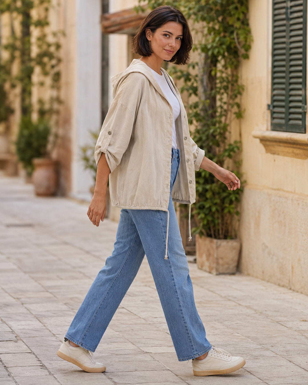 BOMBER MICROPANA- BEIGE