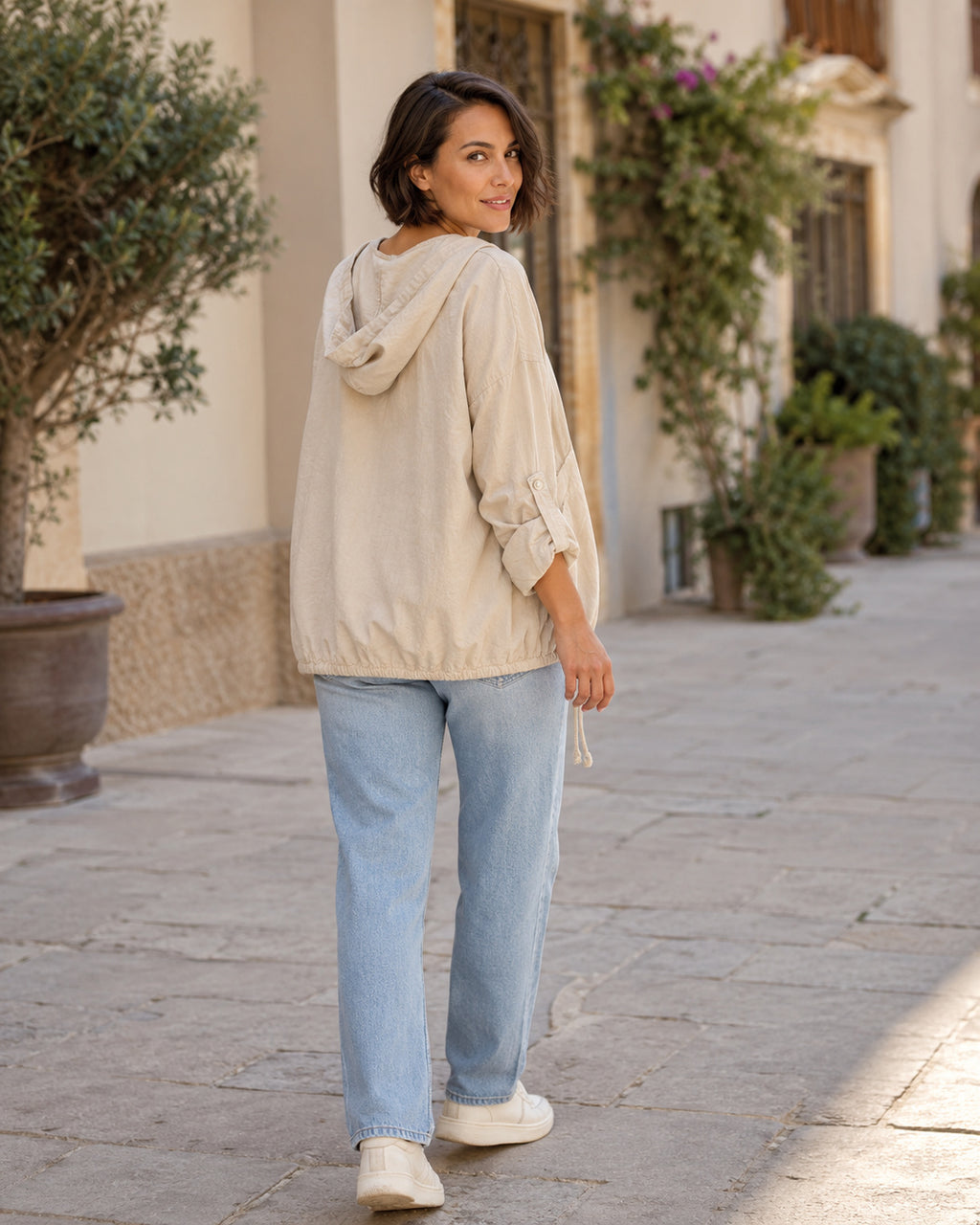 BOMBER MICROPANA- BEIGE