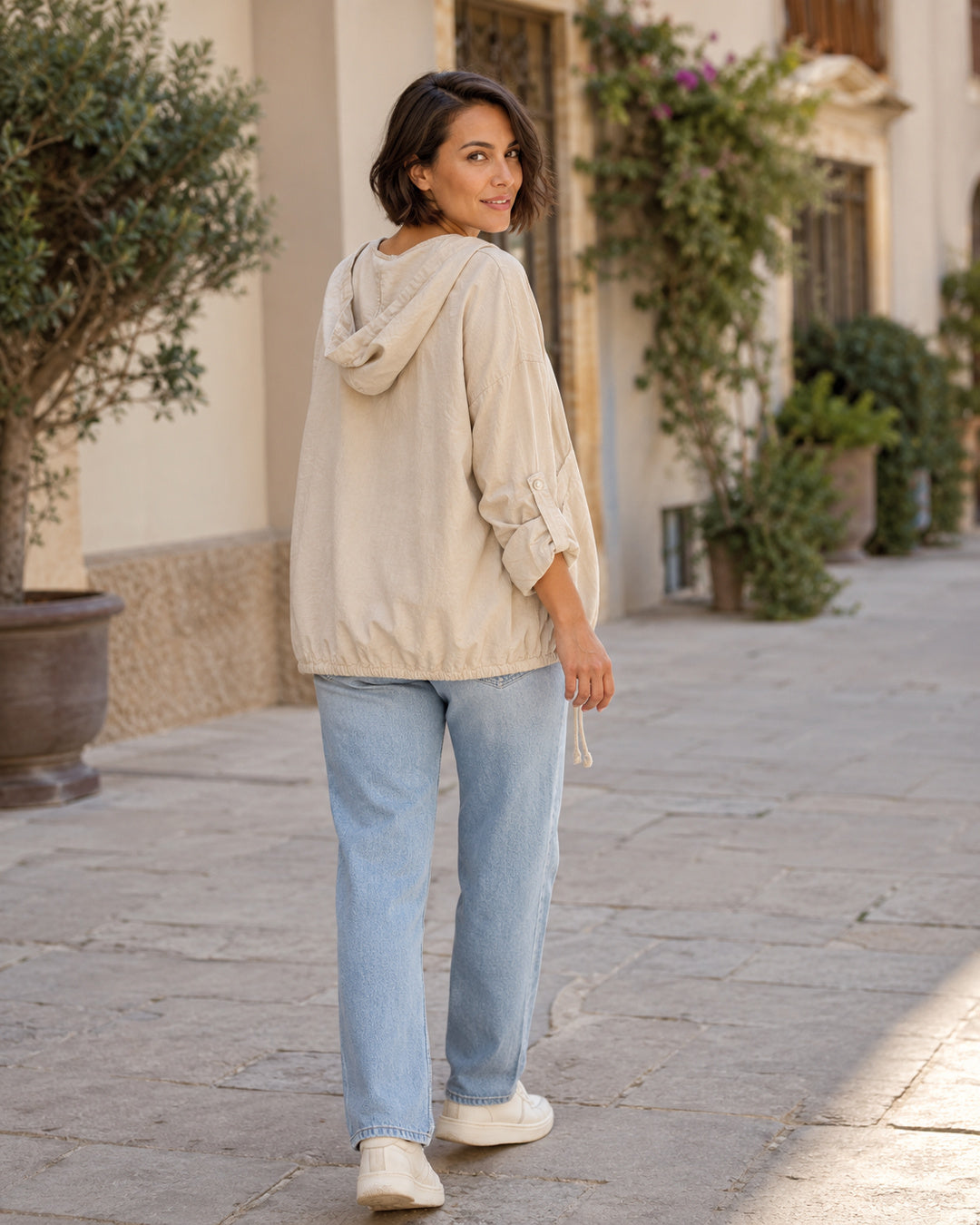 BOMBER MICROPANA- BEIGE