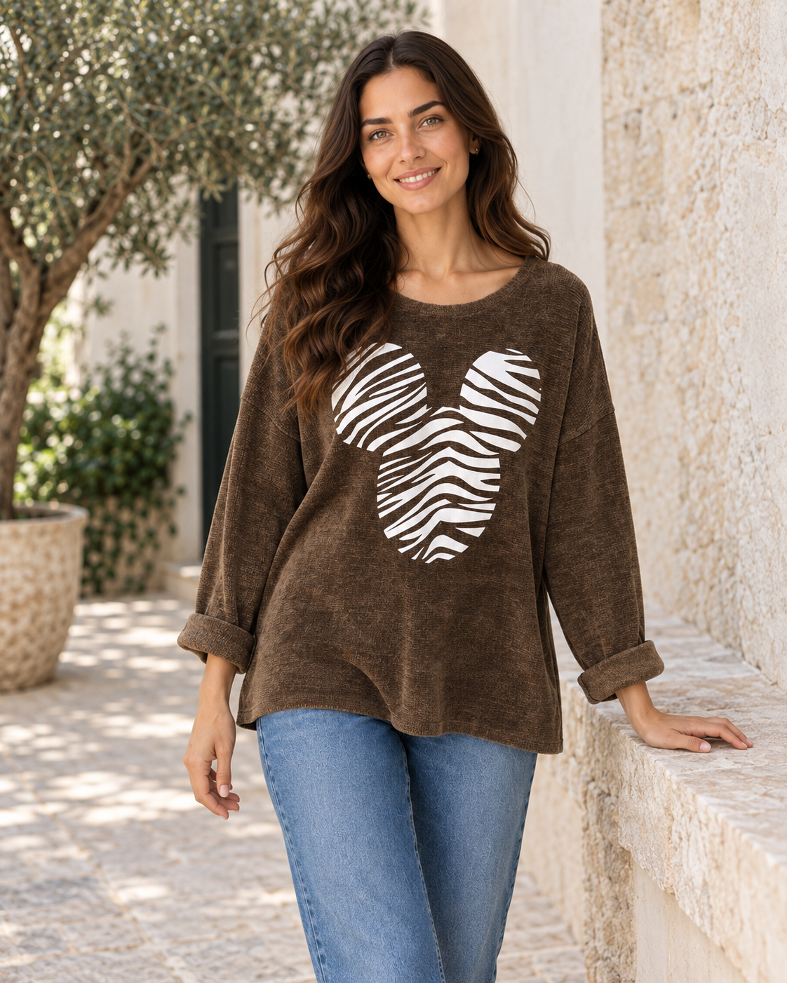 SUDADERA MICROPANA MICKEY-MARRÓN