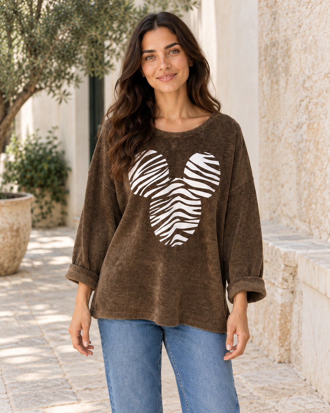 SUDADERA MICROPANA MICKEY-MARRÓN