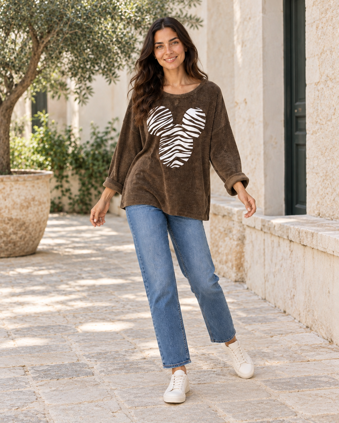 SUDADERA MICROPANA MICKEY-MARRÓN